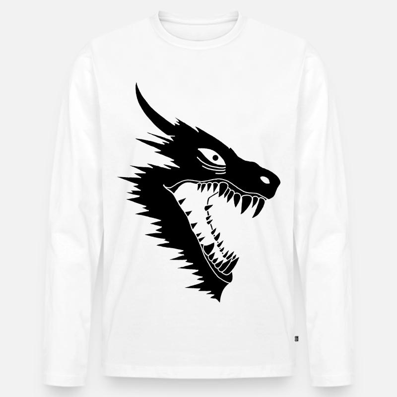 Angriff des Schwarzen Drachen - Männer Premium Bio Langarmshirt - Weiß