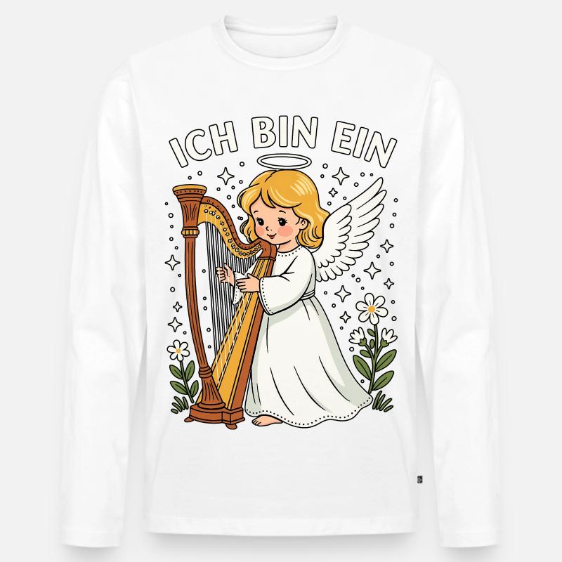 Engel Harfe Fasching Karneval Mädchen Kostüm  - Männer Premium Bio Langarmshirt - Weiß