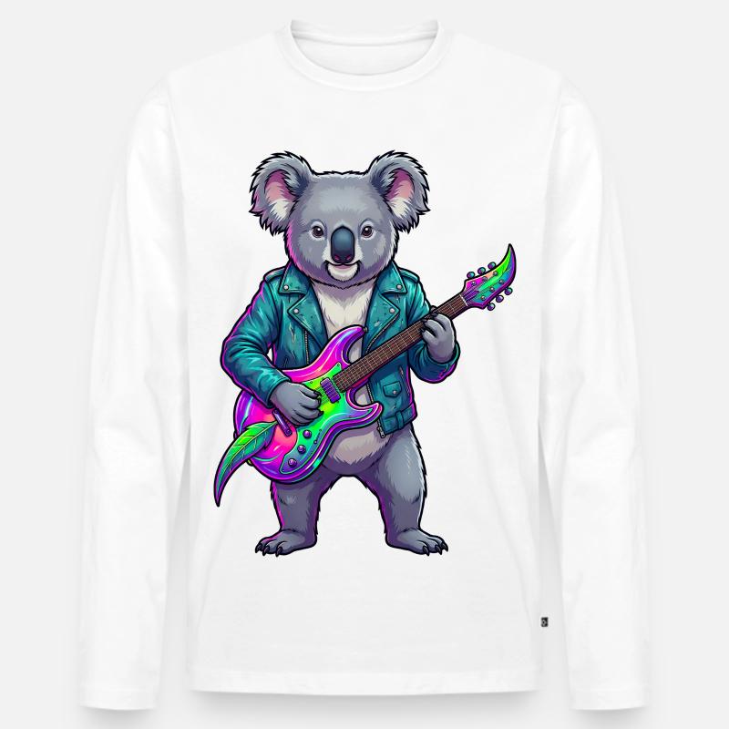 Koala Neon-Gitarrenheld - Männer Premium Bio Langarmshirt - Weiß