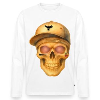 Motif de t-shirt en bronze avec un crâne. - T-shirt manches longues Premium bio Homme - blanc - Devant - Nico (187cm)