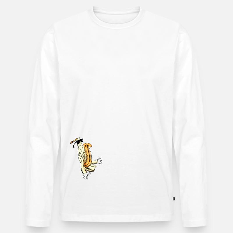 Crazy Saxophone - Männer Premium Bio Langarmshirt - Weiß