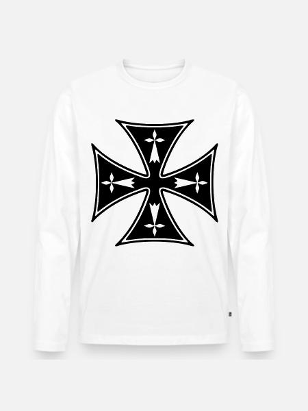 Breizh Hermelin Quer - Männer Premium Bio Langarmshirt - Weiß