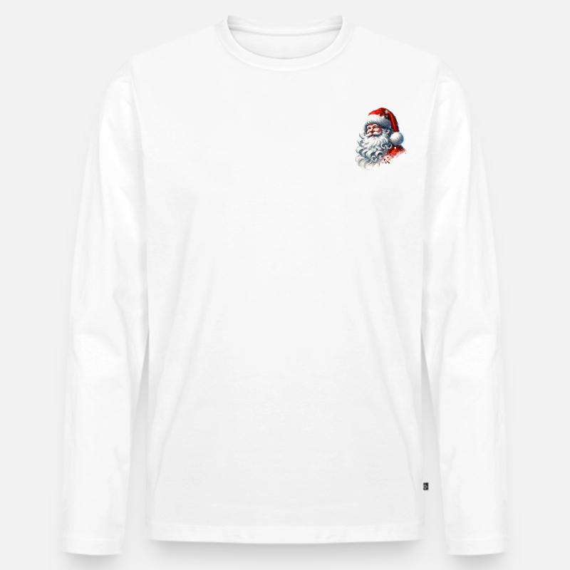 Weihnachtsmann mit strahlendem Lächeln - Männer Premium Bio Langarmshirt - Weiß