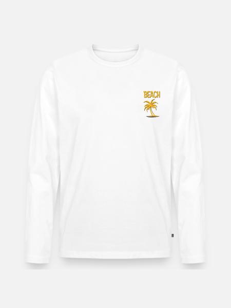 Plage - T-shirt manches longues Premium bio Homme - blanc