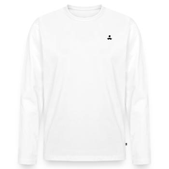 Man mit Hut im Wappen - Männer Premium Bio Langarmshirt - Weiß - Vorne - Nico (187cm)