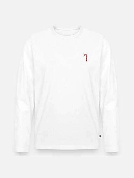 Weihnachten - Zuckerstange - Weihnachtspullover - Männer Premium Bio Langarmshirt - Weiß