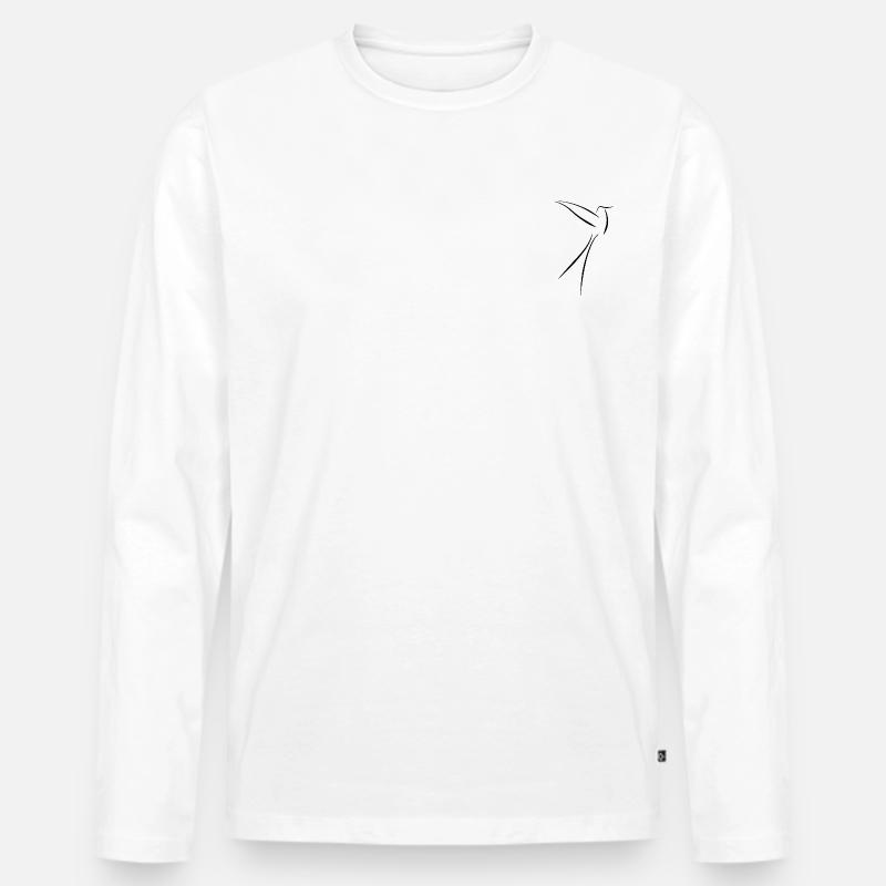 Vogel Logo Elegant - Männer Premium Bio Langarmshirt - Weiß