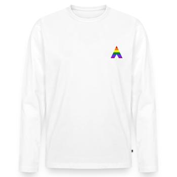 LGBT Ally Rainbow Triangle - Men's Premium Organic Long Sleeve Shirt - white - Front - Nico (187cm)