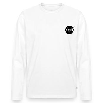 NASA Logo Classique En Noir Et Blanc - T-shirt manches longues Premium bio Homme - blanc - Devant - Nico (187cm)