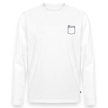 Breast pocket - Men's Premium Organic Long Sleeve Shirt - white - Front - Nico (187cm)