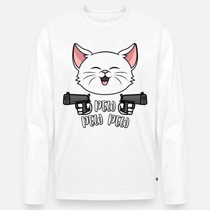 Pew Pew Pew - Männer Premium Bio Langarmshirt - Weiß