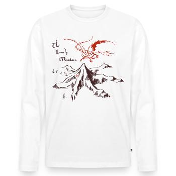 Le Hobbit Dessiner La Mont Solitaire Avec Smaug - T-shirt manches longues Premium bio Homme - blanc - Devant - Nico (187cm)