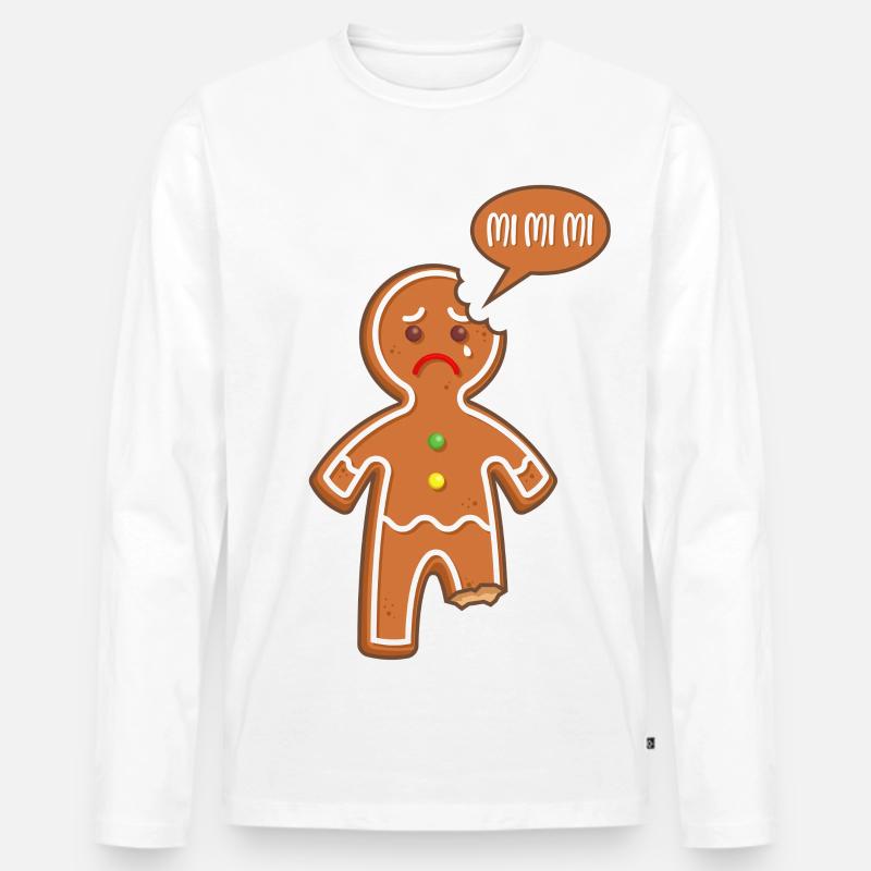 Lebkuchenmann Mimimi Mi Mi Mi Lustige Sprüche - Männer Premium Bio Langarmshirt - Weiß