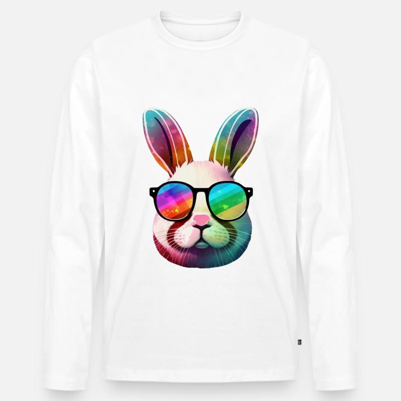 Rainbow Prism Bunny Sonnenbrille - Männer Premium Bio Langarmshirt - Weiß