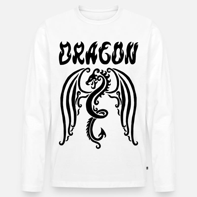 Schwarzer Drache - Männer Premium Bio Langarmshirt - Weiß