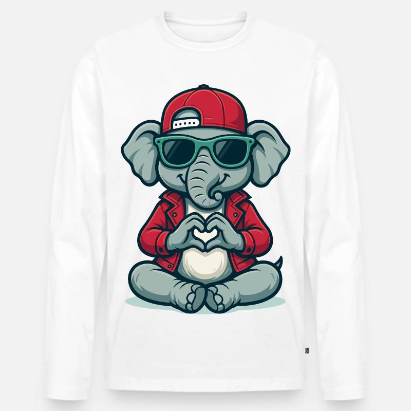 Herz-Elefant mit Style - Männer Premium Bio Langarmshirt - Weiß