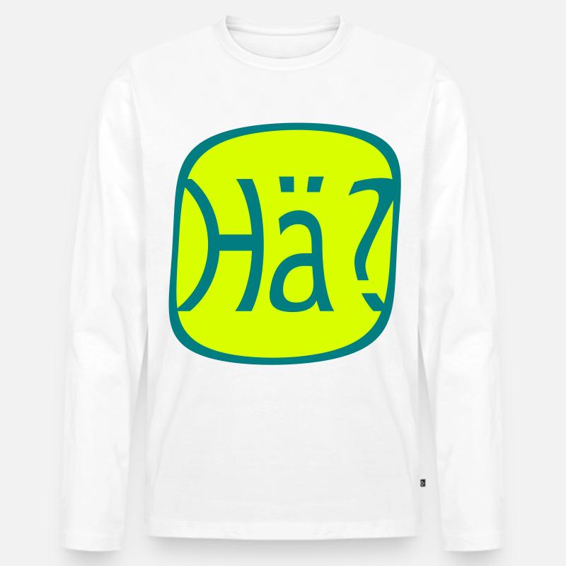 Wie bitte? Was? Hä? - Männer Premium Bio Langarmshirt - Weiß