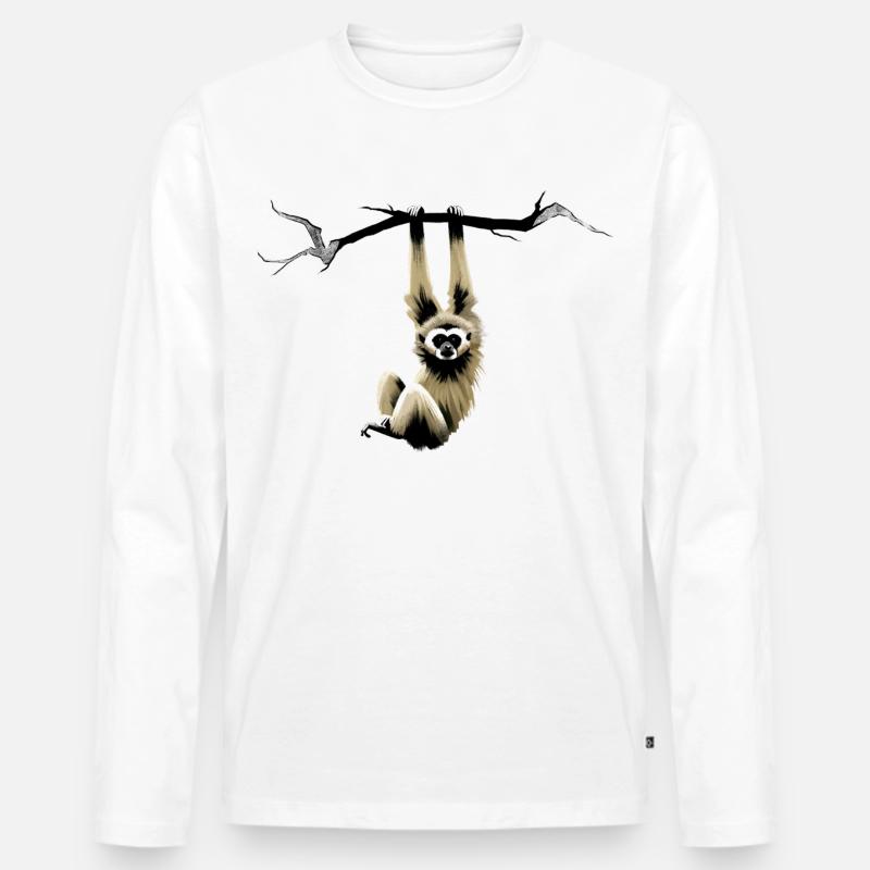 Gibbon - Männer Premium Bio Langarmshirt - Weiß