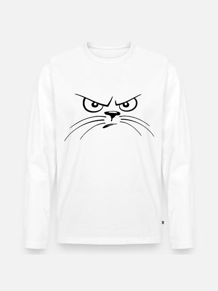 Chat - cat eyes - T-shirt manches longues Premium bio Homme - blanc