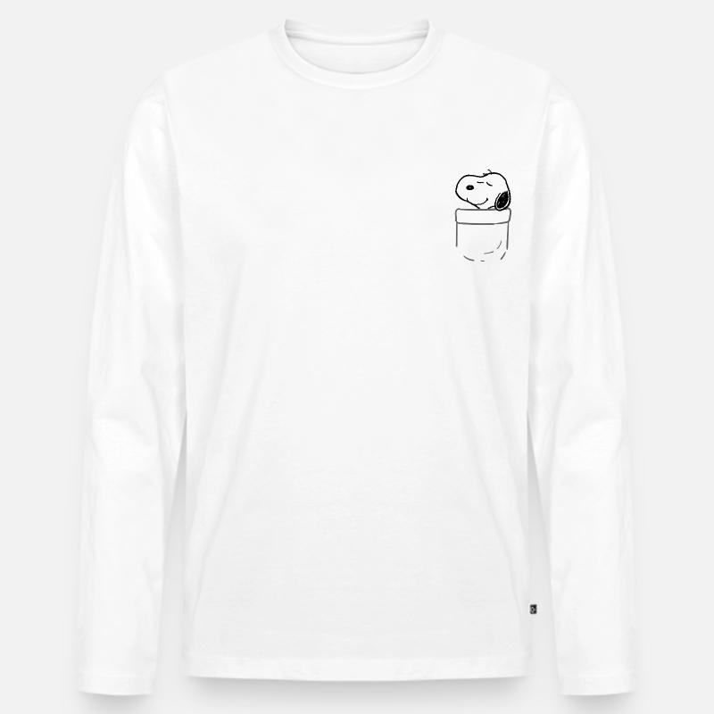 Peanuts Design Mit Glücklichem Snoopy - Männer Premium Bio Langarmshirt - Weiß