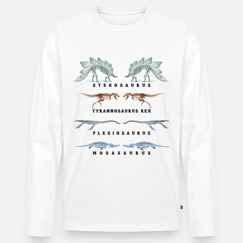 Dinosaurier-Skelett - Männer Premium Bio Langarmshirt - Weiß