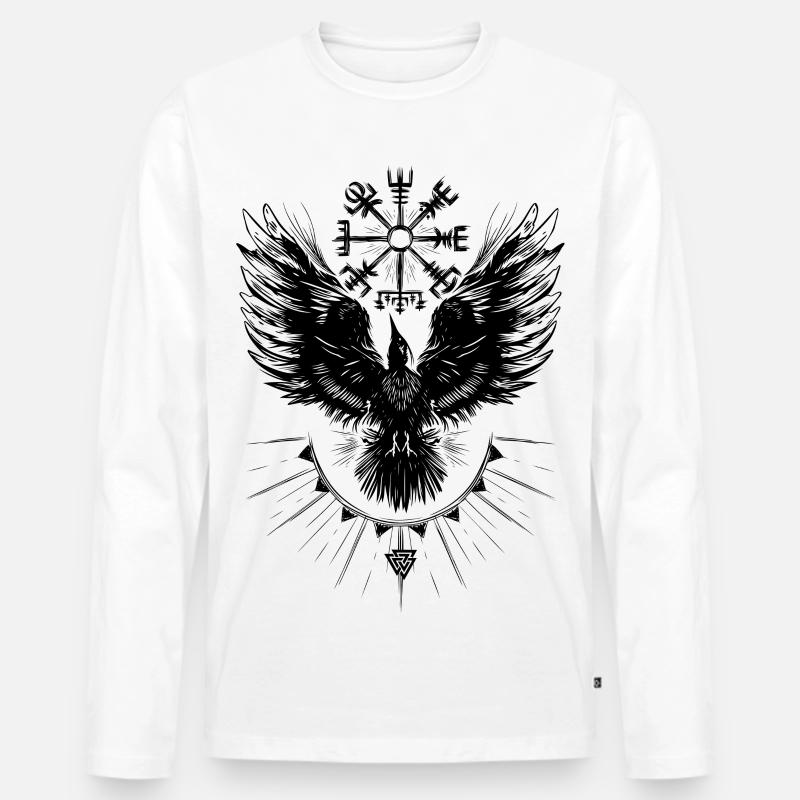 Wikinger Rabe Vegvisir Valknut - Männer Premium Bio Langarmshirt - Weiß