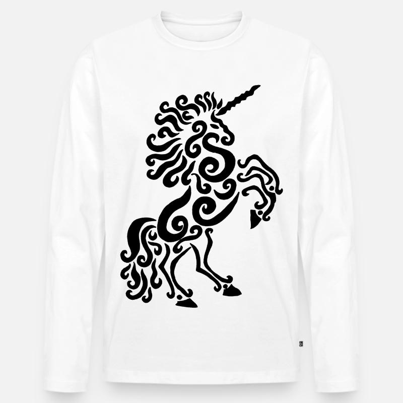 Einhorn Pferd (Schwarz) - Männer Premium Bio Langarmshirt - Weiß