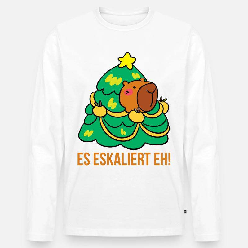 Es eskaliert eh! - Männer Premium Bio Langarmshirt - Weiß