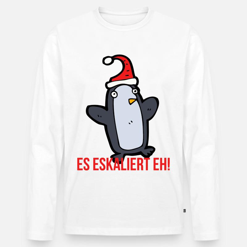 Es eskaliert eh! - Männer Premium Bio Langarmshirt - Weiß