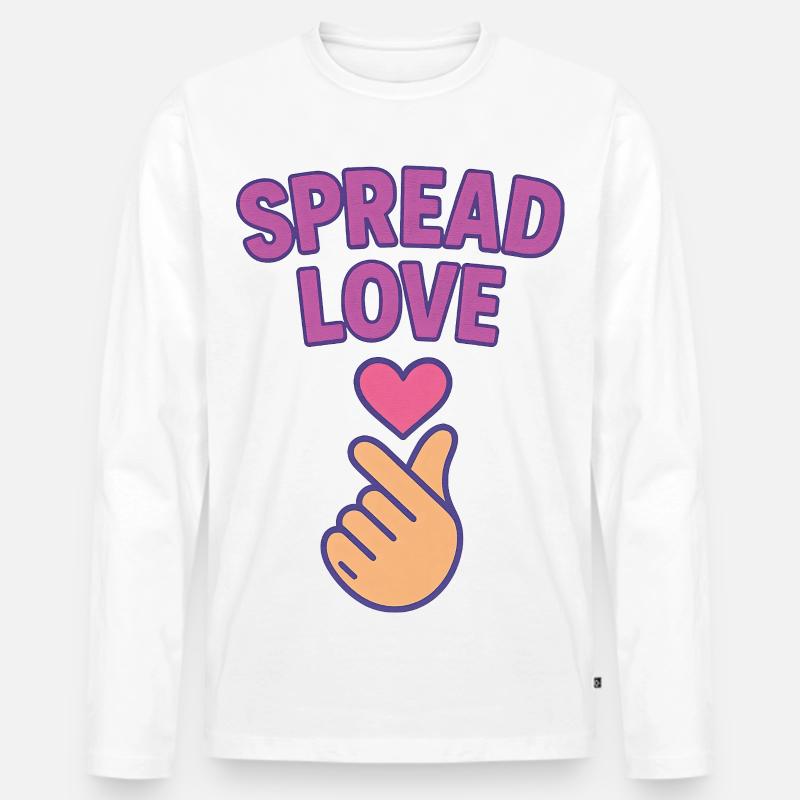 K-POP Liebe verbreiten: Herz-Hand-Geste - Männer Premium Bio Langarmshirt - Weiß