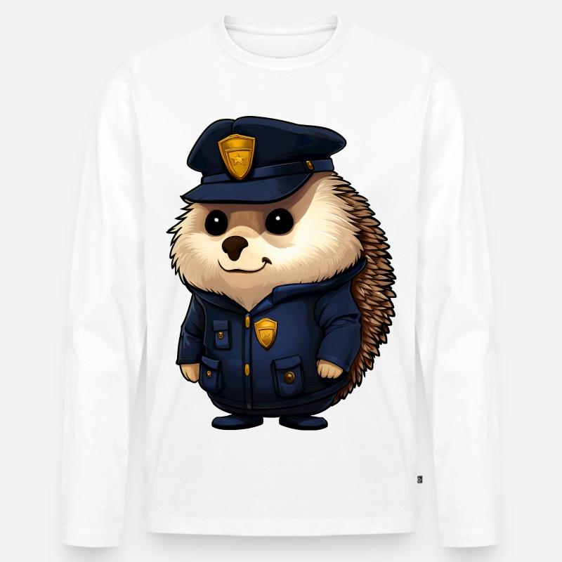 Igel Polizei - Männer Premium Bio Langarmshirt - Weiß