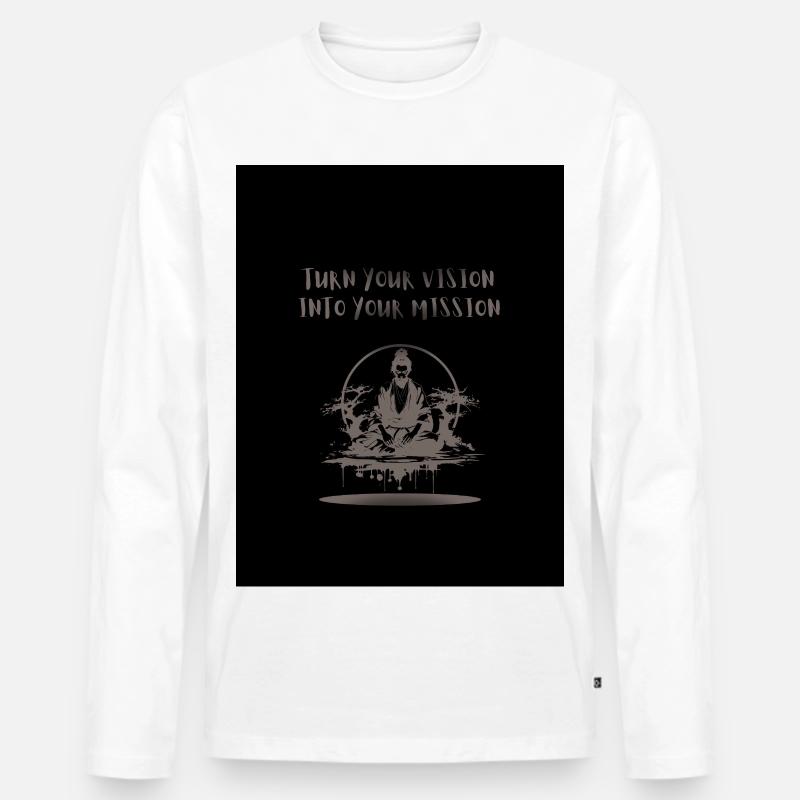 Black_and_Grey_Illustrative_Ninja_T-Hemd - Männer Premium Bio Langarmshirt - Weiß