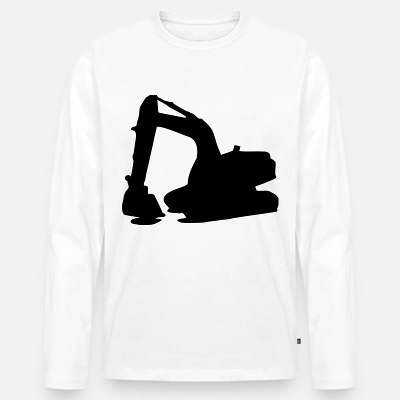 Bagger - Männer Premium Bio Langarmshirt - Weiß