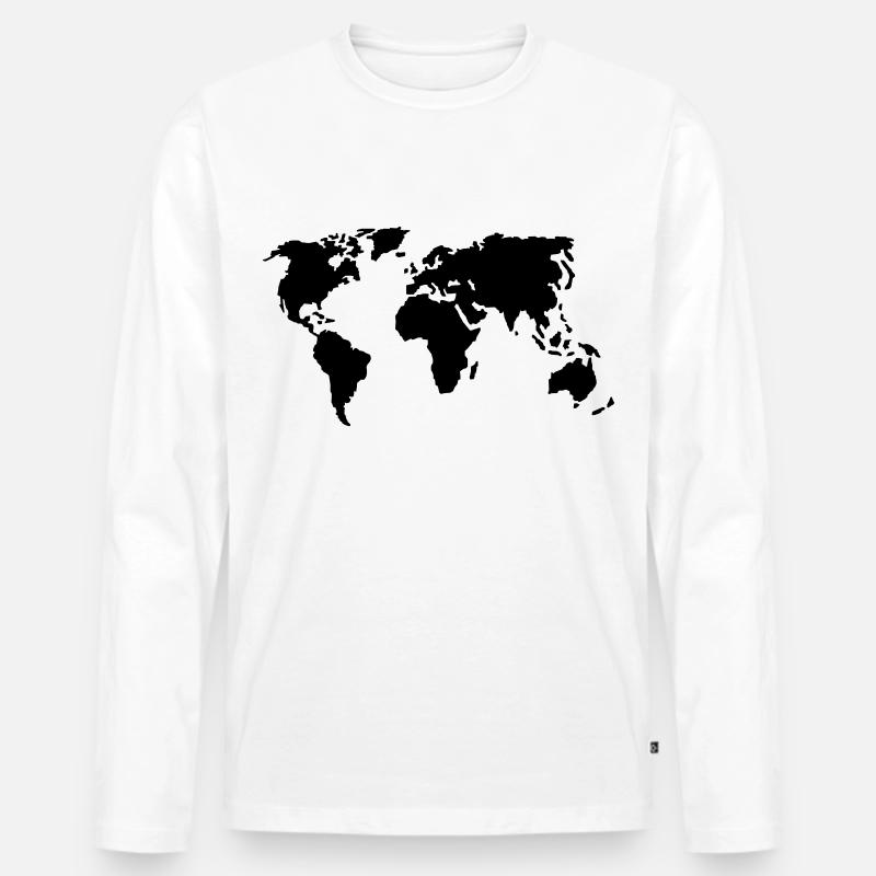 Welt - Männer Premium Bio Langarmshirt - Weiß