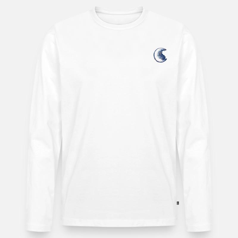 Mond - Männer Premium Bio Langarmshirt - Weiß