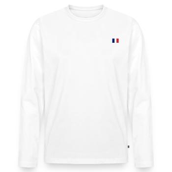 Drapeau Français - T-shirt manches longues Premium bio Homme - blanc - Devant - Nico (187cm)