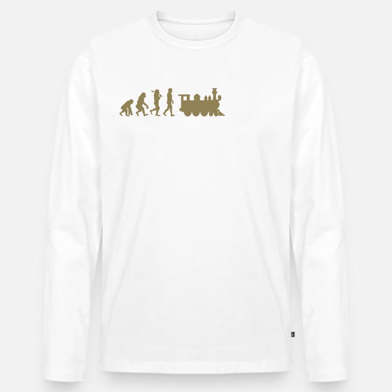 Evolution Eisenbahn Lokomotive - Männer Premium Bio Langarmshirt - Weiß