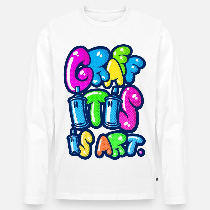 Graffitis Kunst multi - Männer Premium Bio Langarmshirt - Weiß