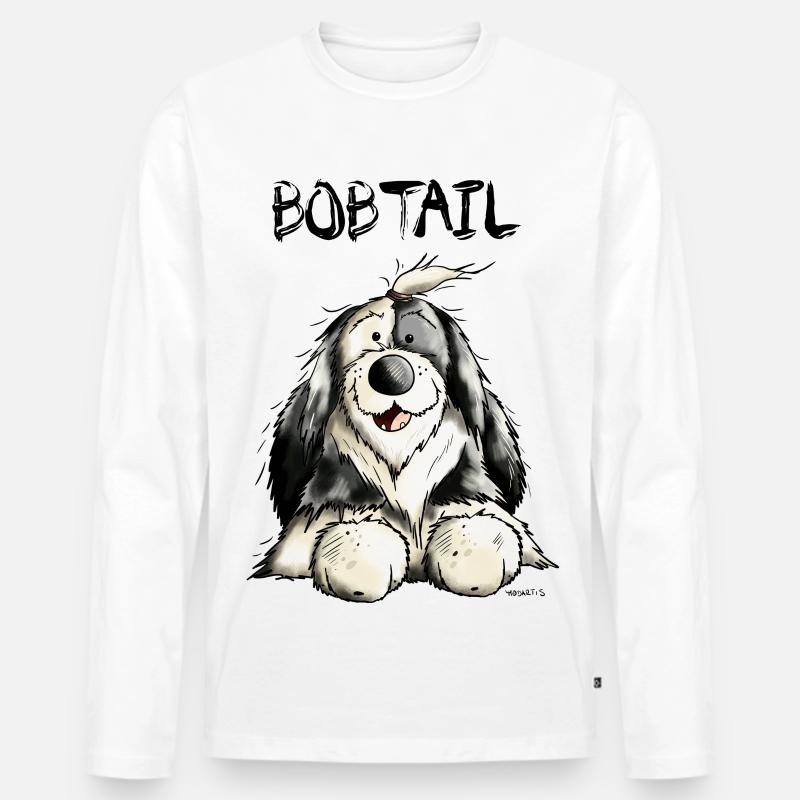 Knuffiger Bobtail - Männer Premium Bio Langarmshirt - Weiß
