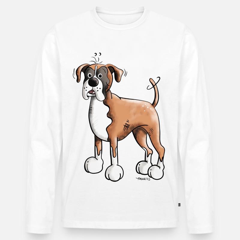 Lustiger Deutscher Boxer - Männer Premium Bio Langarmshirt - Weiß