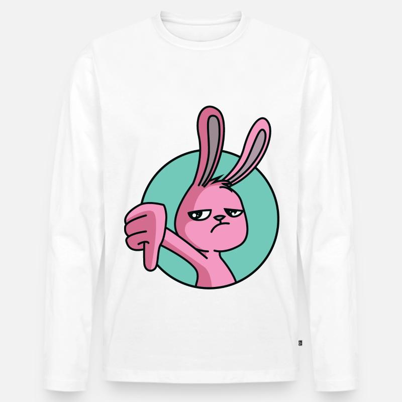 Hase Daumen Runter - Männer Premium Bio Langarmshirt - Weiß