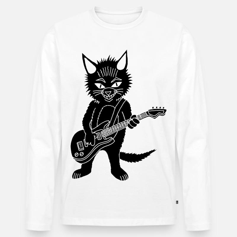 Gitarrist der schwarzen Katze - Männer Premium Bio Langarmshirt - Weiß