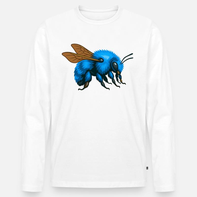 Blaue Hummel rechts - Männer Premium Bio Langarmshirt - Weiß
