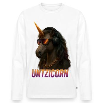 Techno Raver Untzicorn Design for EDM Fans - Men's Premium Organic Long Sleeve Shirt - white - Front - Nico (187cm)