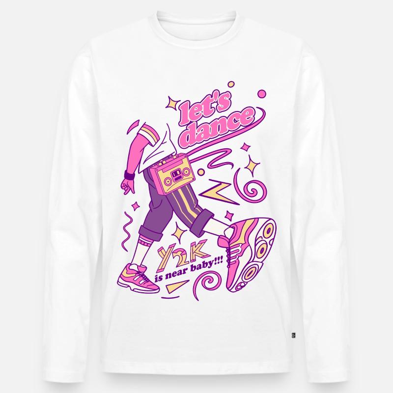 Neon Dance Ghettoblaster-Vibe - Männer Premium Bio Langarmshirt - Weiß