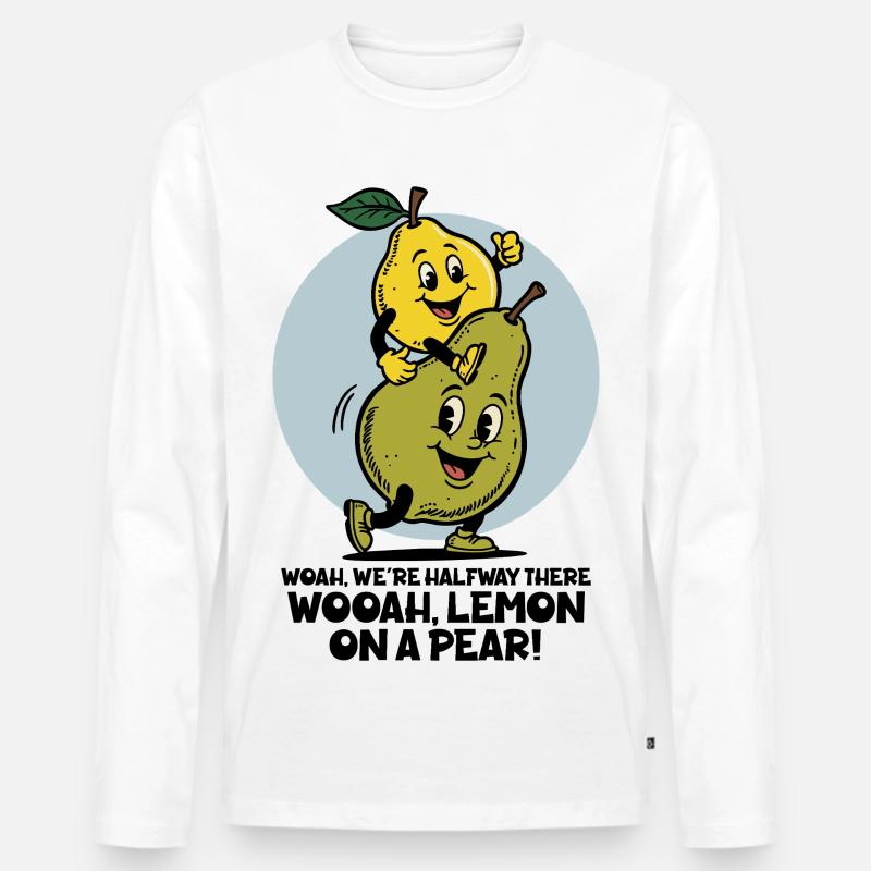 Zitrone auf einer Birne - Männer Premium Bio Langarmshirt - Weiß