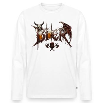Boire de la bière - T-shirt manches longues Premium bio Homme - blanc - Devant - Nico (187cm)