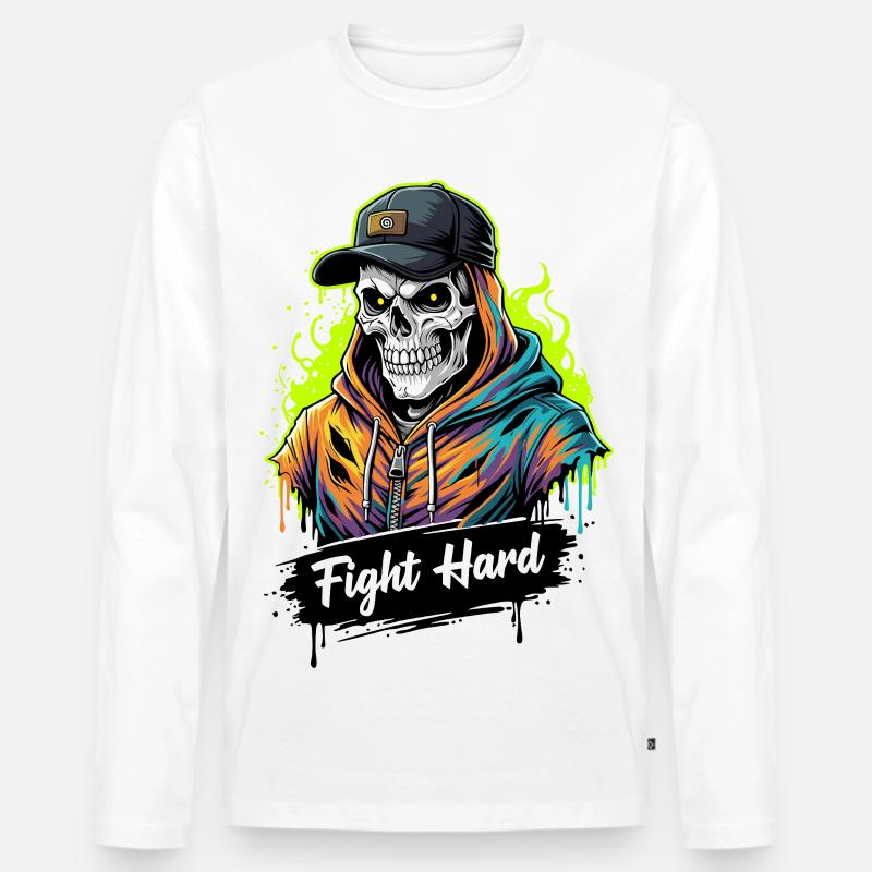 KÄMPFE HART - Männer Premium Bio Langarmshirt - Weiß