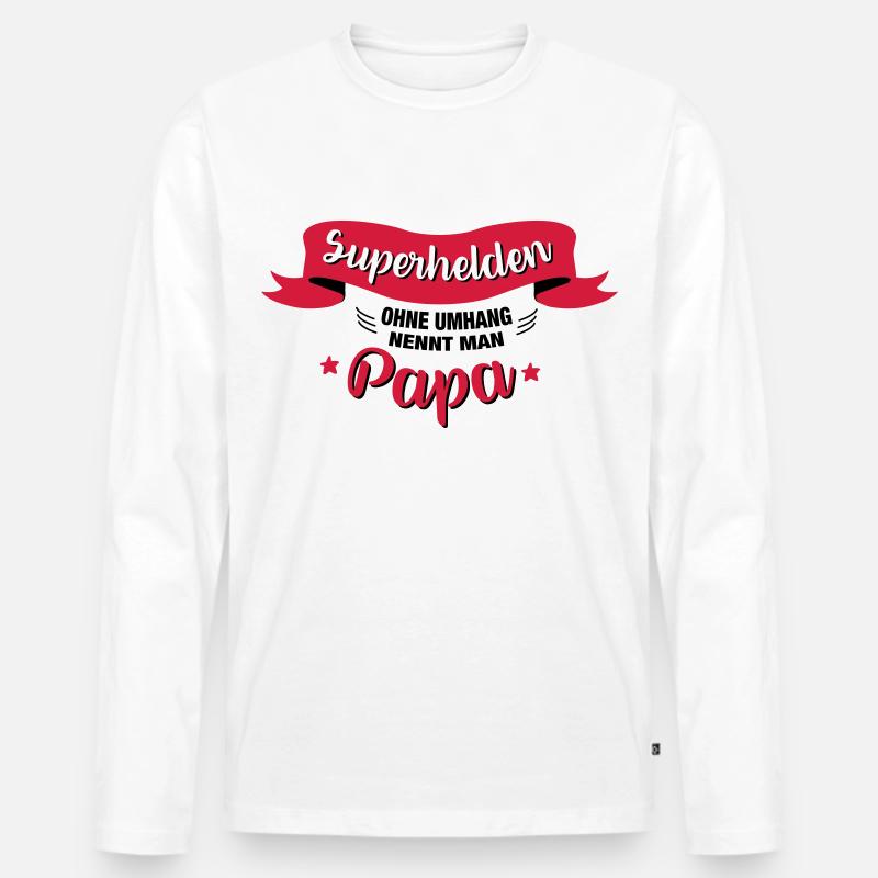 Superheld Papa - Männer Premium Bio Langarmshirt - Weiß
