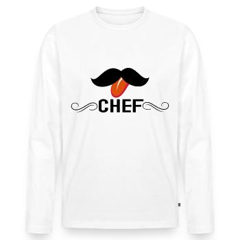 chef - T-shirt manches longues Premium bio Homme - blanc - Devant - Nico (187cm)